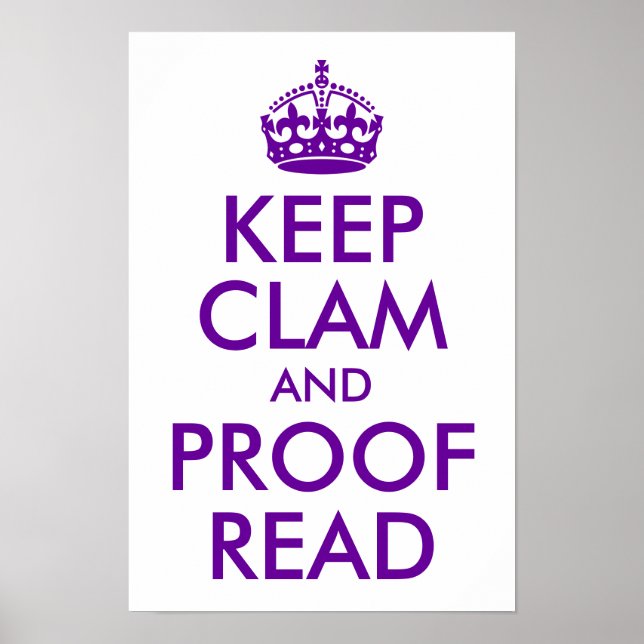 Lila Behalt Clam und Proof Read Poster (Vorne)
