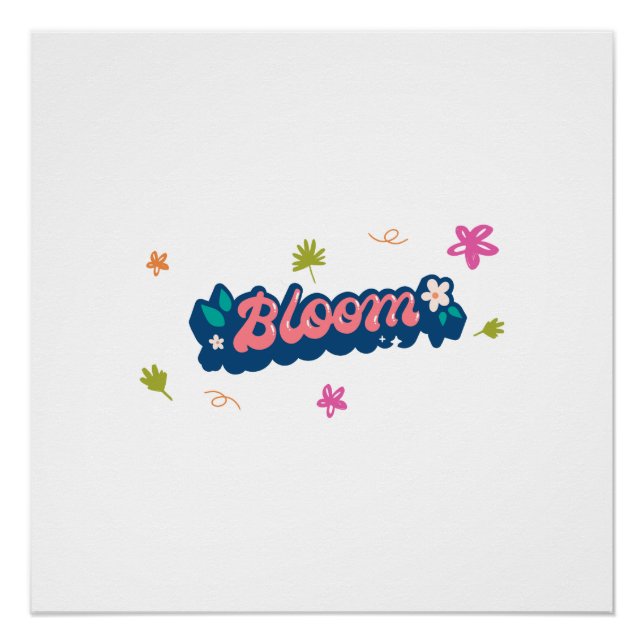 Lila Beige Bloom Niedliche Typografie Glossy Poste Poster (Vorderseite)