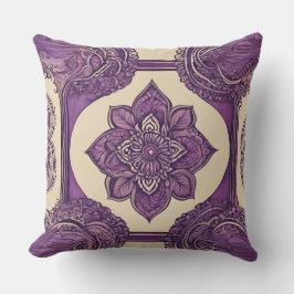 Lila Beige Sand Lace AI Kunst Kissen