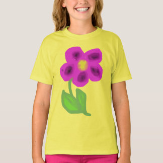 Lila bemalte Blume Gelbes Kinder-T-Shirt T-Shirt