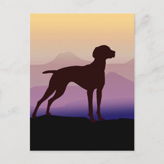 Lila Berge Vizsla Postkarte (Vorderseite)