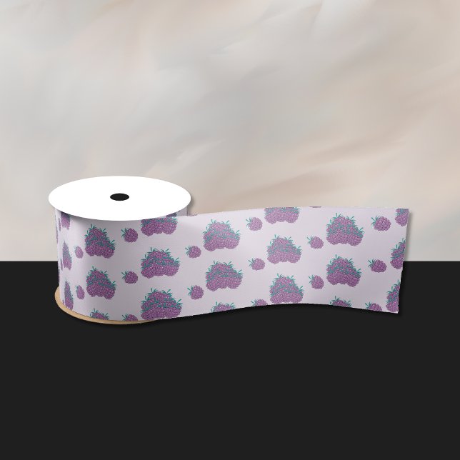 Lila Berries Lavender Ribbon Satinband (Pretty purple berries pattern ribbon .)