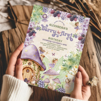 Lila Berry First Fairy Einladung zum ersten Geburt