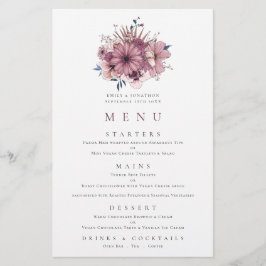Lila Berry Pink Florals Wedding Menu