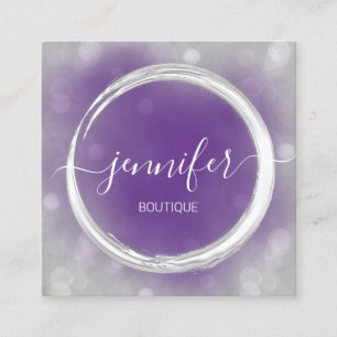 Lila berufliches Makeup-Künstlerlogo Silber Grau Quadratische Visitenkarte