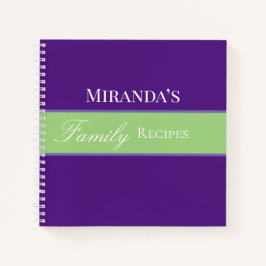 Lila Beschreibung Ihrer Namensfamilie Script Typog Notizbuch