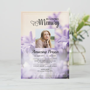 Lila Bestattungsauftrag Einladung