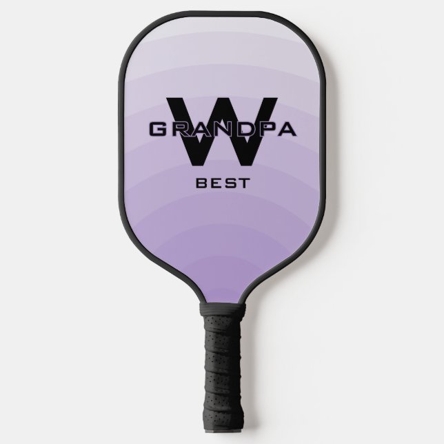 Lila Beste Opa Monogrammiert Pickleball Schläger (Vorderseite)