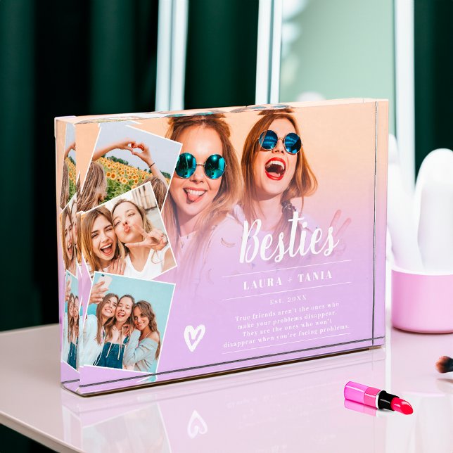 Lila Bestseller schreiben 4 Fotos Collage Grid (Purple best friends script 4 photos collage grid )