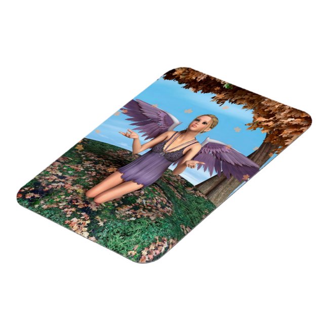 Lila betender Engel Herbst-Fantasie-Kunst Magnet (Linke Seite)