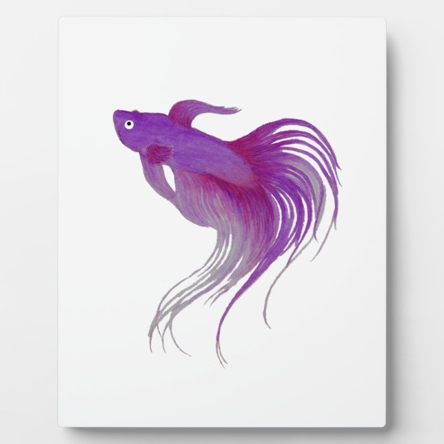 Lila Betta Fish Wasserfarbe Fotoplatte (Vorderseite)