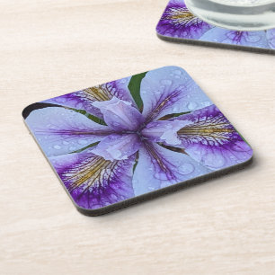 Lila Beunabhängig Iris Floral Getränkeuntersetzer