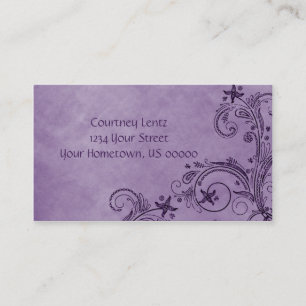 Lila beunruhigte Blumenkarte des geschäfts-02 Visitenkarte