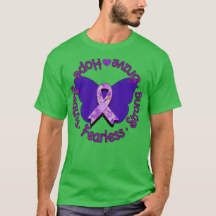 Lila Bewusstsein und florales Design T-Shirt