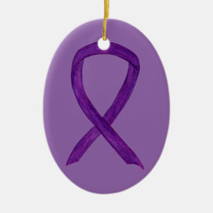 Lila Bewusstseins-Schleifen-Feiertags-Kunst-Orname Keramik Ornament