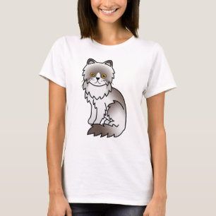 Lila Bi-Color Perser Süße Cartoon-Katze T-Shirt