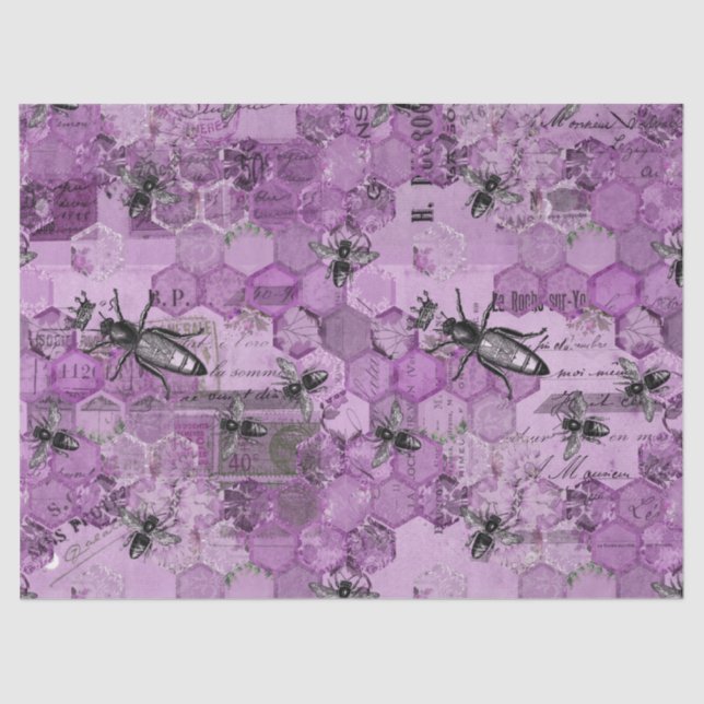 Lila Bienenreihen - Design 11 Seidenpapier (Vorderseite)