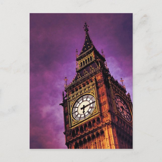 Lila Big Ben Postkarte (Vorderseite)