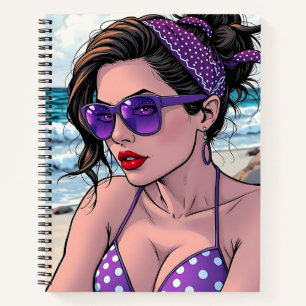 Lila Bikini, Sonnenbrille und Bandana Notizbuch