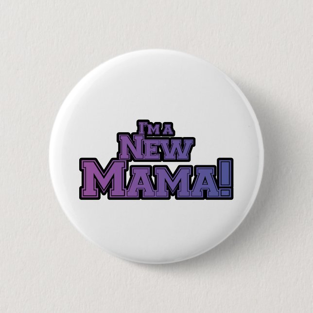 Lila bin ich ein New Mama Tshirts und Geschenke Button (Vorderseite)