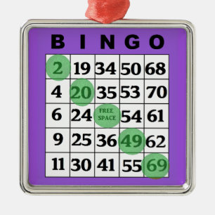 Lila BINGO-Karte   BINGO Lover's Geschenk Weihnach Ornament Aus Metall