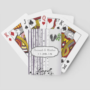 Lila-Birke-Liebesvögel-Hochzeitsgeschenk-Spielkart Spielkarten