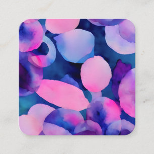 Lila Bitte: Abstraktes Violett, Blau und Rosa Quadratische Visitenkarte