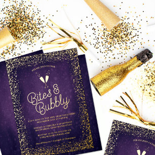 Lila Bitten & Bubbly Holiday Gold Folieneinladung