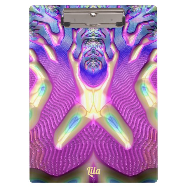 LILA ~ BIZARRE 3D! ~ Blue Yellow Pink original ~ Klemmbrett (Vorderseite)