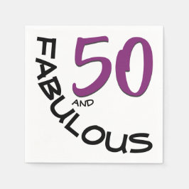 Lila Black 50 und Fabulous Typografie Geburtstag Serviette