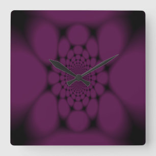 Lila Black Butterfly Petal Quadratische Wanduhr