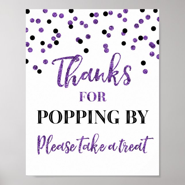 Lila Black Confetti dank Popping by Sign Poster (Vorne)