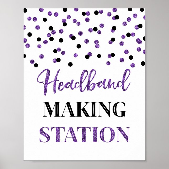 Lila Black Confetti Headband Making Station Poster (Vorne)