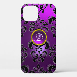 LILA BLACK DAMASK GEMSTONE FLORAL MONOGRAMM Case-Mate iPhone HÜLLE