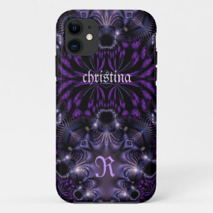 Lila Black Exotic Gothic Individuelle Name iPhone  iPhone 11 Hülle