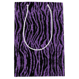Lila Black Glitzer Zebra Print Mittlere Geschenktüte