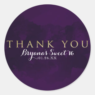 Lila Black & Gold Glam Modernes Gastgeschenk Runder Aufkleber