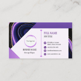 Lila Black Gold Marmor Design Business Card Visitenkarte