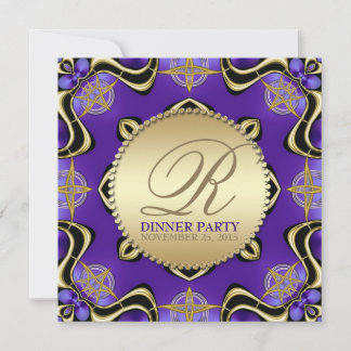 Lila Black Gothic Golden Dinner Party Einladung
