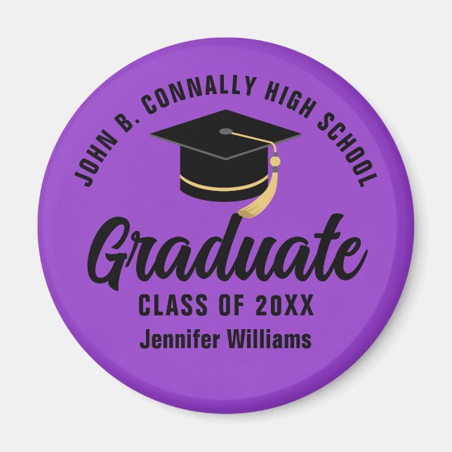 Lila Black Graduate Custom Graduate Party Magnet (Vorne)