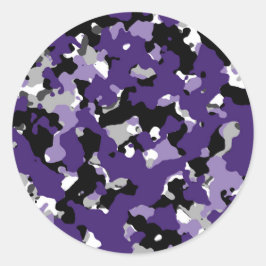 Lila Black Gray Camouflage Camouflage Print Party Runder Aufkleber
