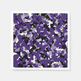 Lila Black Gray Camouflage Camouflage Print Party Serviette
