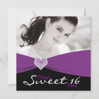 Lila Black Lila Sweet 16 Foto Geburtstagsparty Einladung