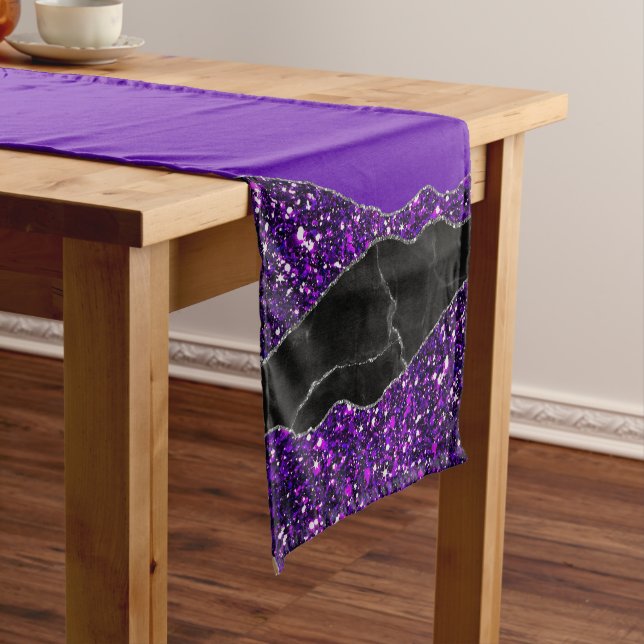 LILA BLACK MARBLE AGATE Table Runner Kurzer Tischläufer (Beispiel)