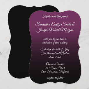 Lila Black Ombre Elegant Calligrafy Wedding Einladung