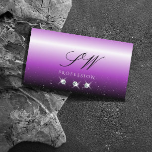 Lila Black Ombre Sparkle Jewels Monogram Trendy Visitenkarte