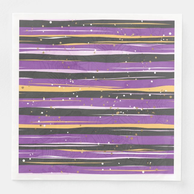 LILA BLACK ORANGE HALLOWEEN STREIFEN SERVIETTE (Vorderseite)