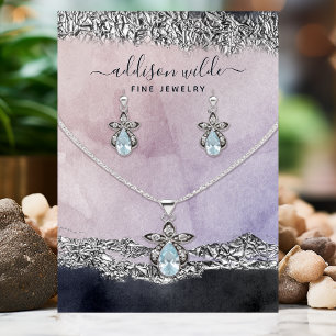 Lila Black Silver Modern Juwelier Display Card Visitenkarte