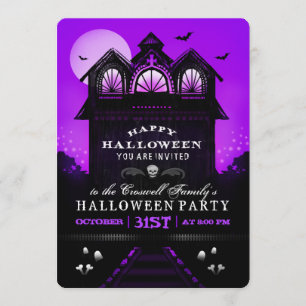 Lila Black Spuk House Halloween-Party laden Einladung