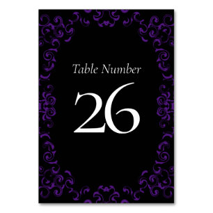 Lila Black Swirl Gothic Wedding Tischnummer